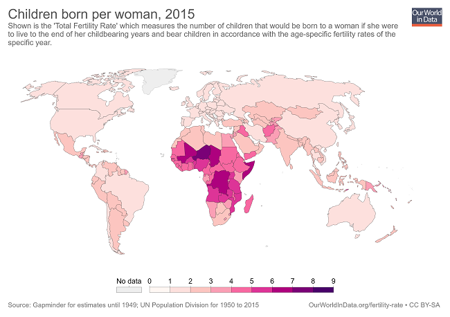 7 gráficas que demuestran que el mundo es mejor en 2019 - tasas de fertilidad