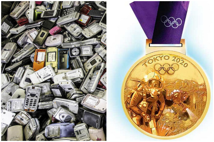 Medallas olímpicas con desechos electrónicos reciclados