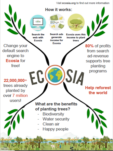 Planta un árbol con Ecosia en un solo clic