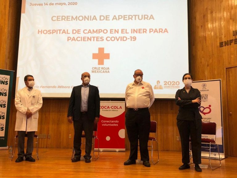 Fundación Coca-Cola, Cruz Roja Mexicana, gobierno y otras fundaciones, inauguraron hospital provisional en el Instituto Nacional de Enfermedades Respiratorias
