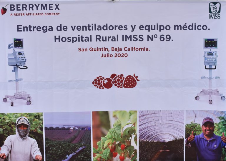 Donativo de BerryMex de dos ventiladores y material médico en San Quintín
