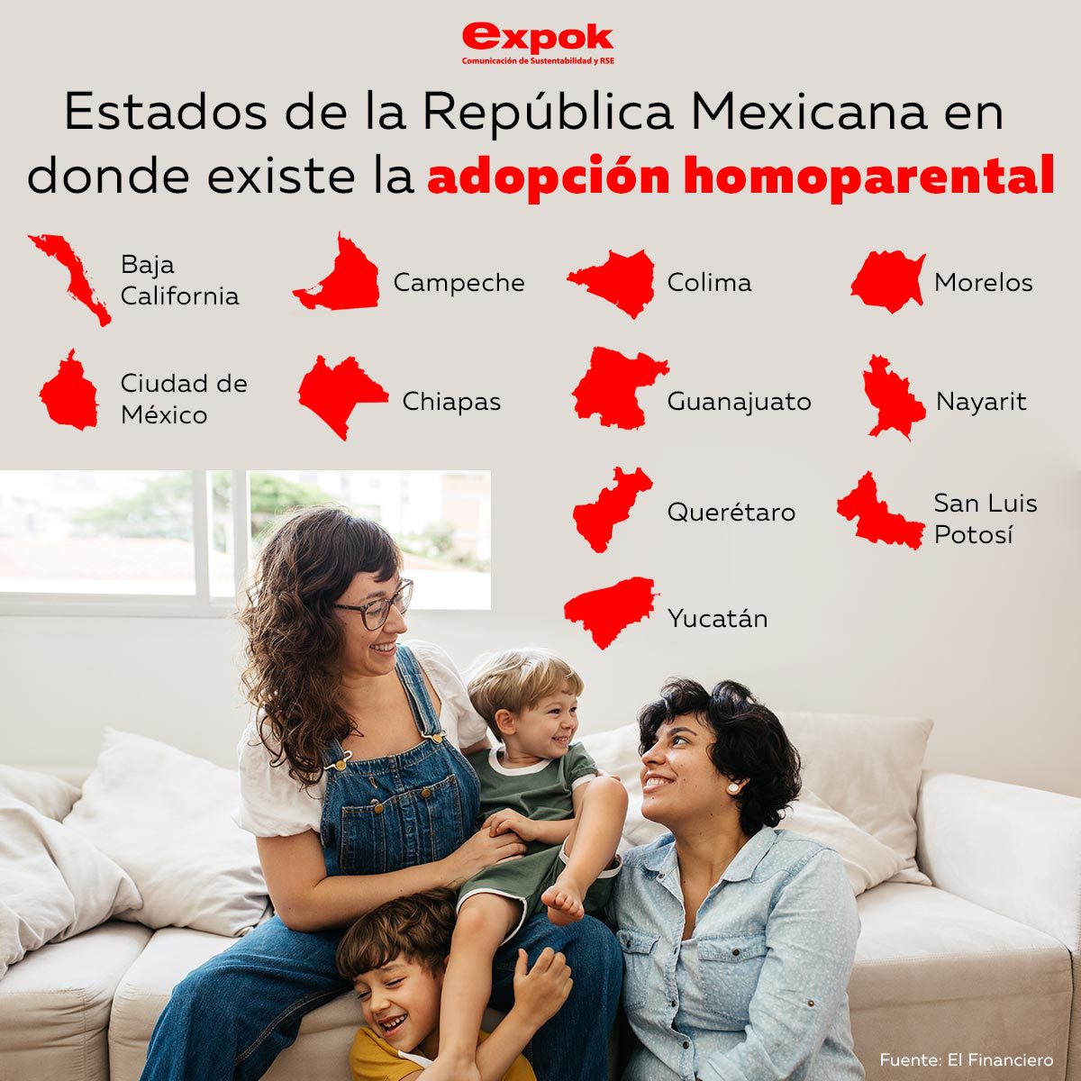 Estados de la República Mexicana en donde existe la adopción homoparental