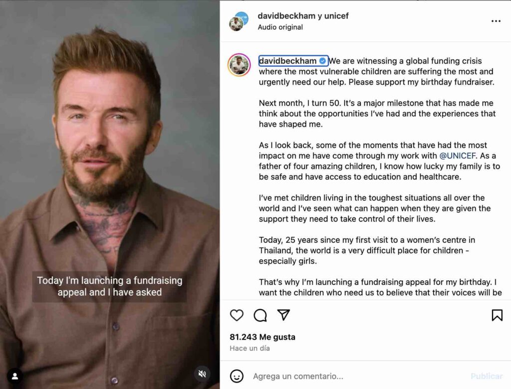 filantropía de David Bekcham