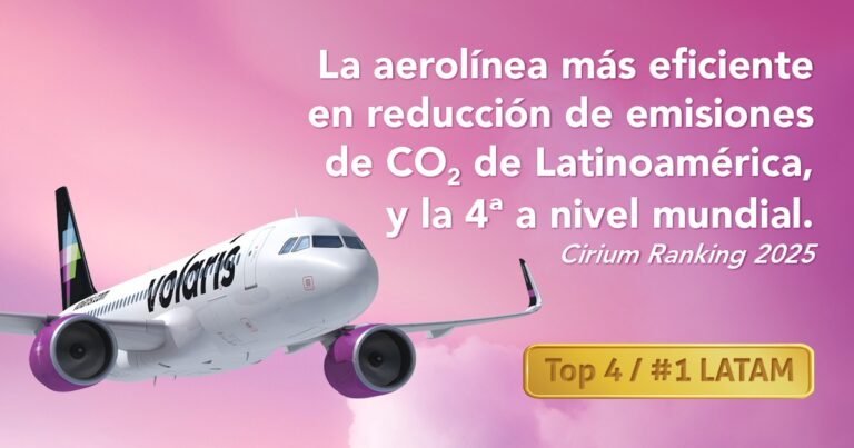 Volaris, la aerolínea mexicana más eficiente en emisiones a nivel global