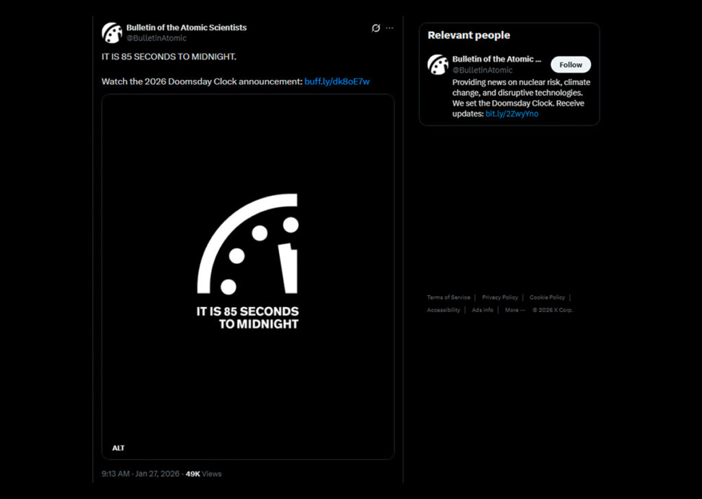 Doomsday Clock 2026