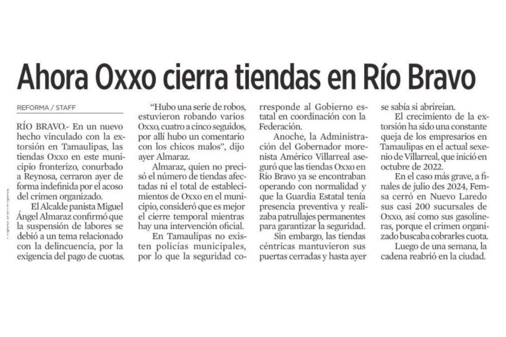 caso OXXO en Río Bravo