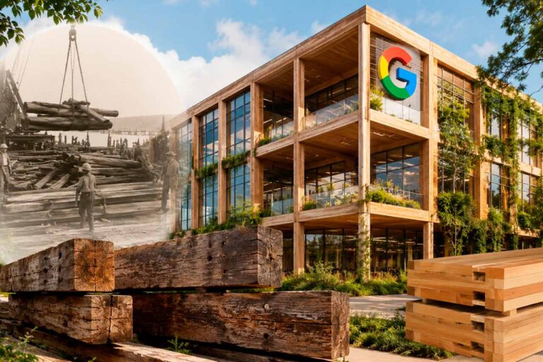 ¿Cómo Google convirtió madera de la Segunda Guerra Mundial en un ejemplo de inmobiliario sostenible?