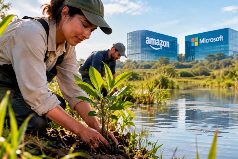 Recuperar 750 millones de litros de agua: El proyecto que une a Amazon y Microsoft